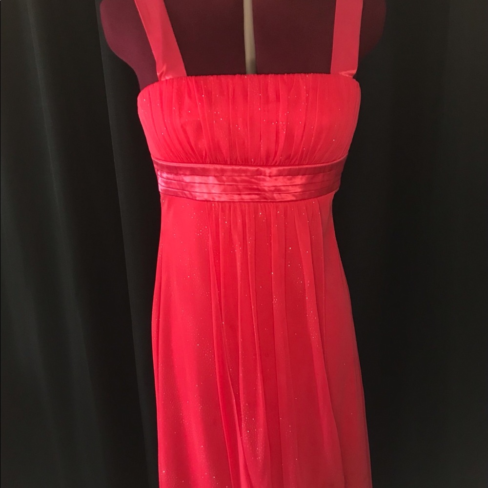 Red/Pink Party Dress with Silk Straps